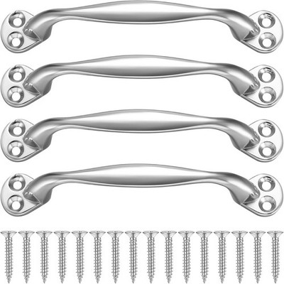 4 Stück Türgriffe Schrankgriffe Silber Retro Zink Bogen Möbelgriffe Schublade...