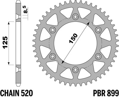 PBR Rear Sprocket in Hard Ergal for HUSABERG 501 FE E 2003-2004 49T