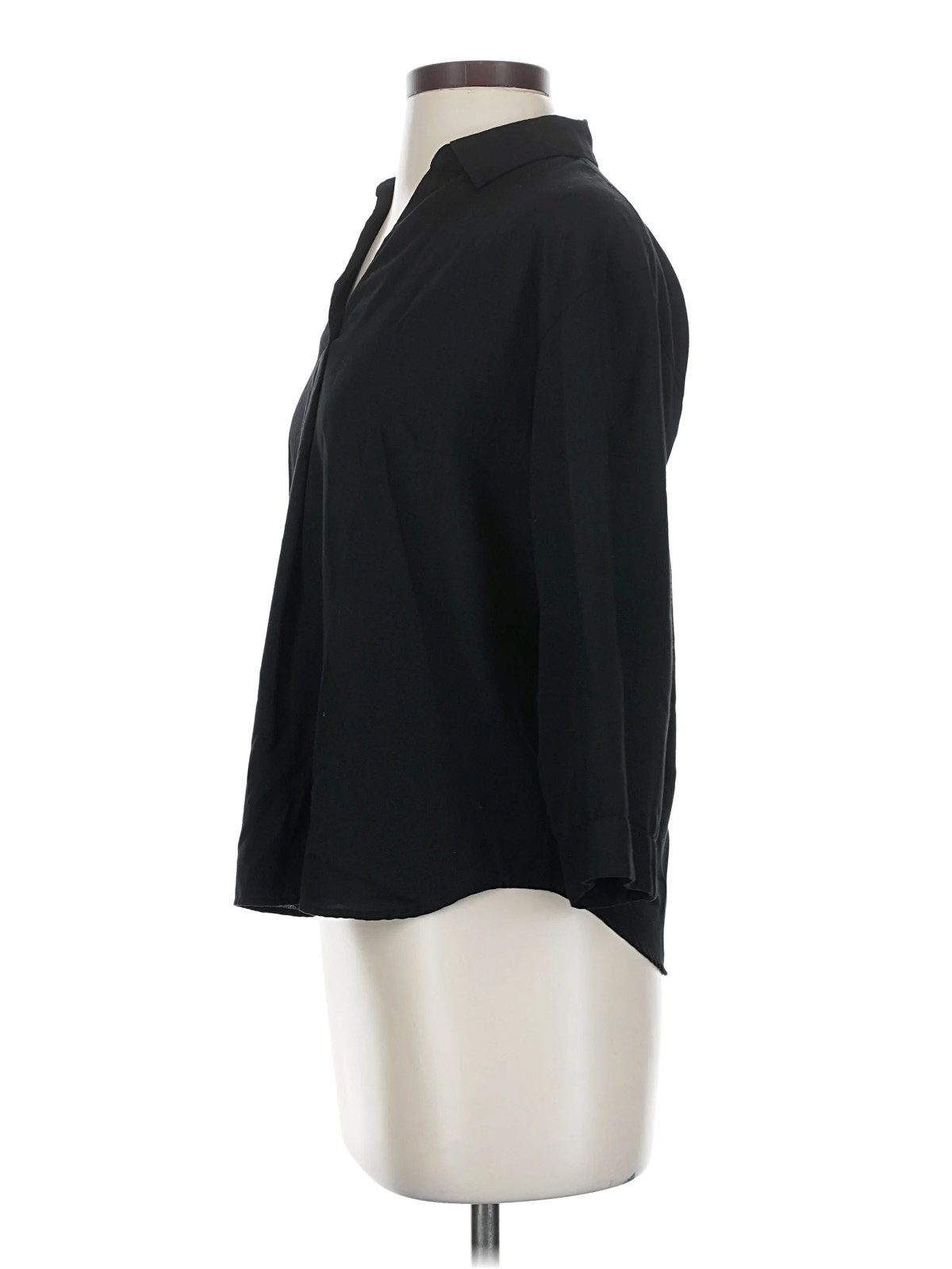 Uniqlo Women Black 3/4 Sleeve Blouse XS thumbnail 4