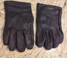 Vintage Mens Size L Leather Gloves Sta Soft Deerskin Brown Distressed