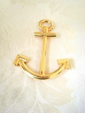 Vintage Large Gold Tone Anchor Pin Brooch Nautical Jewelry Lot B KJ