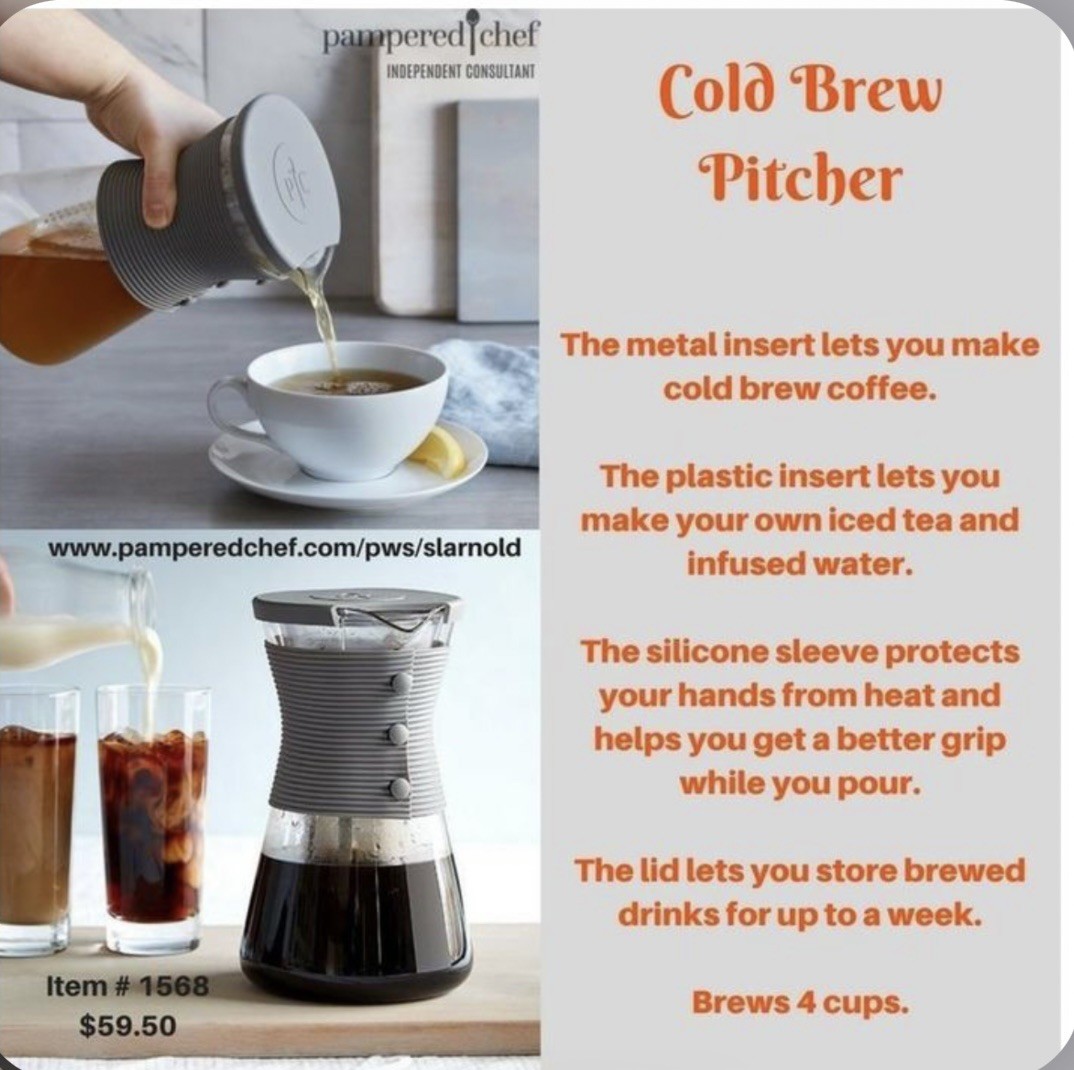 Pampered Chef Cold Brew Pitcher Coffee Tea Strainer in Box Retail $59.50