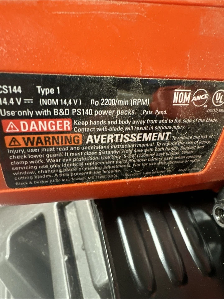 BLACK+DECKER CS144 14.4-Volt Firestorm Cordless Circular Saw W/Blade Batt & Case - Image 3 of 4