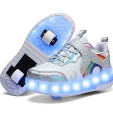 Nsasy Kids LED Light Up Roller Skates Shoes - Adjustable  Durable