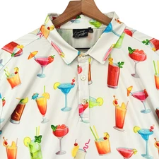 Sunday Swagger Polo Shirt Mens XXL Drinks AOP Performance Stretch Wicking 51x32