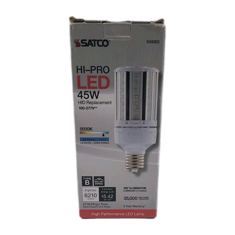 SATCO HI-PRO LED S49393 Bulb 45W- 100-277V, Corncob Base EX39/ Brand New - Image 2 of 4