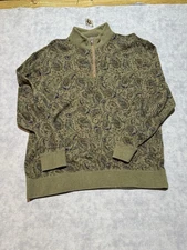 Cremieux Green Paisley Print Mens Pull Over Sweater size XL