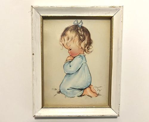 Small MCM Charlot Byi Print -White Frame / Glass 4.25"x5.25"x0.5" Nursery Decor