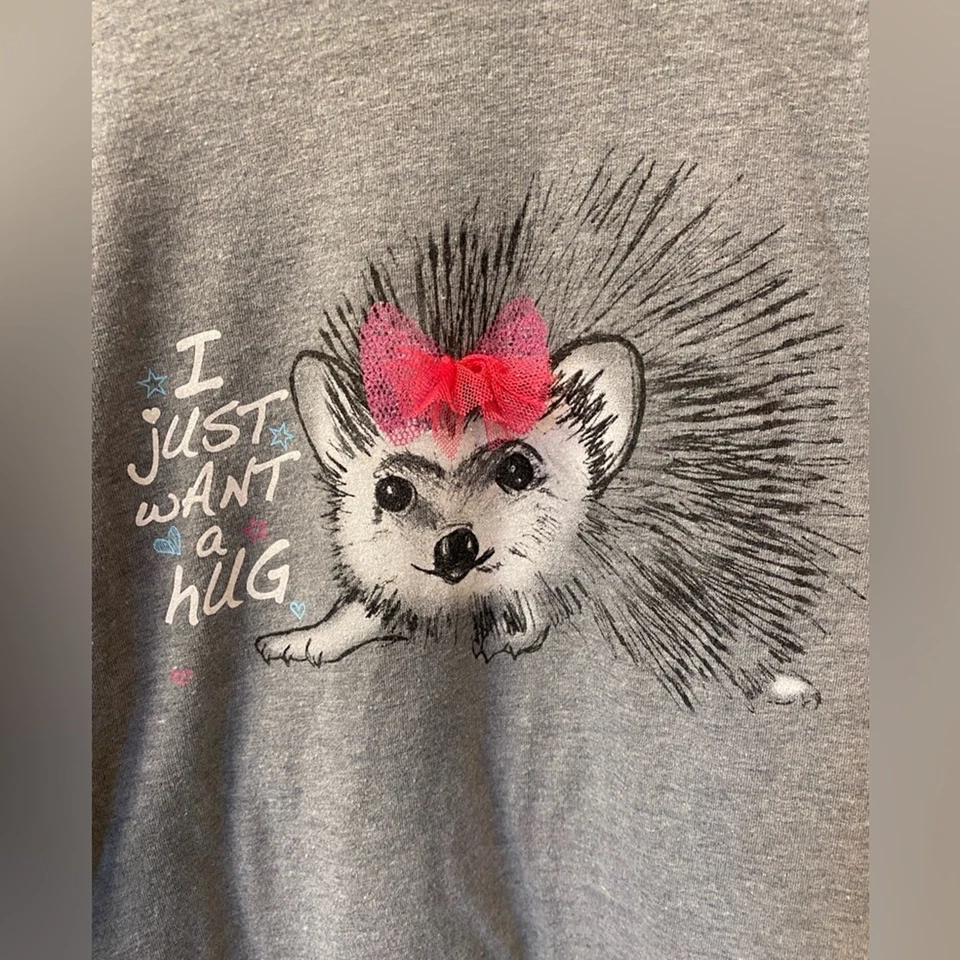 Faded Glory Suéter I Niñas Talla 10-12 Camisa Manga Larga I Gris con Puercoespín Foto 2 de 4