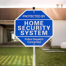 Protected by Home Security System Signs for Yard - 10" X 28" Police Dispatch Con