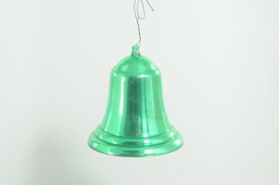 Vintage Christmas Ornament Green and Silver  Bradford Plastic Bell Box 75