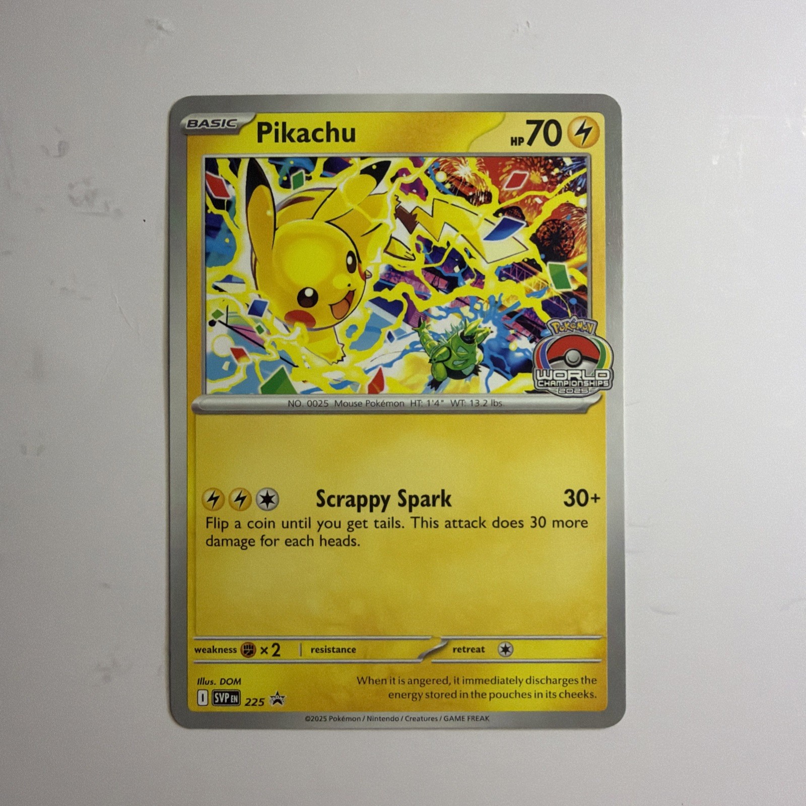 Pokemon Card - Pikachu - Regular Promo (SVP225) World Championships 2025 NM