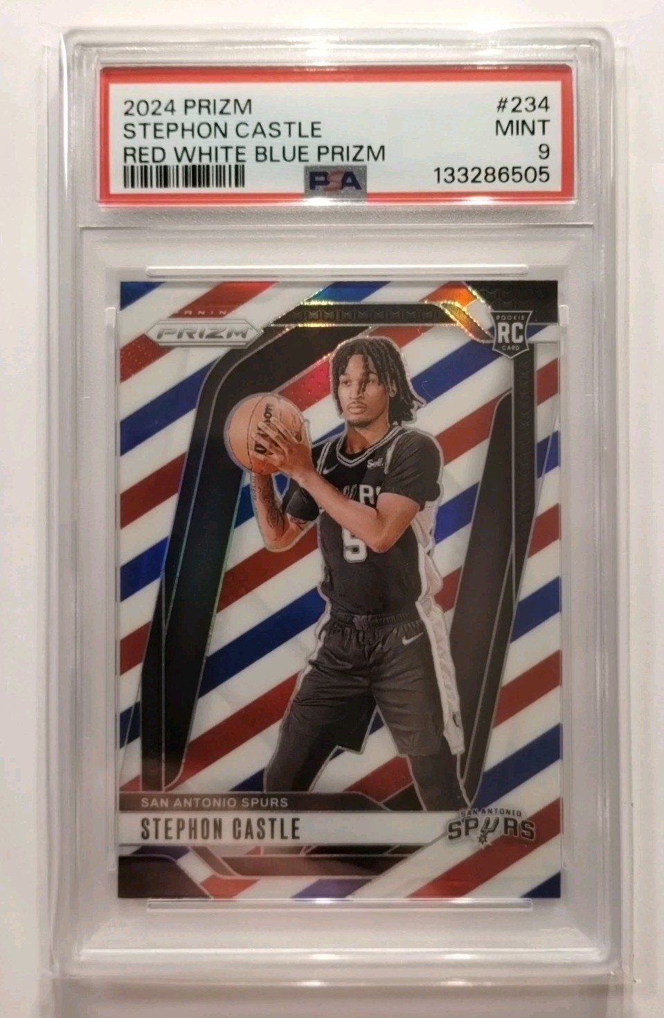 2024-25 Panini Prizm - Stephon Castle #234 Red White & Blue Prizm (RC) PSA 9