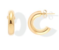 14K Gold Earrings for Women, Chunky Hoop Trendy, 0.49 IN, GOLD4