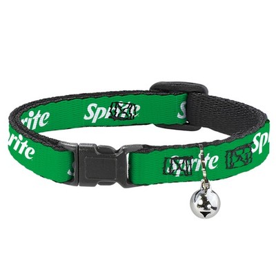 Cat Collar Breakaway with Bell SPRITE Logo Green/White NARROW Fits 8.5-12''