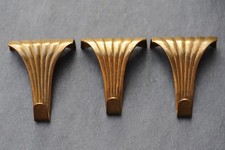 3 Art Nouveau Picture Rail Hooks Old Antique Brass Picture Hook Hanging Hook Old