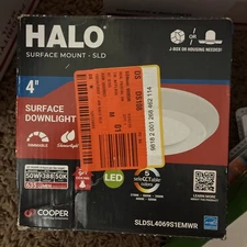 HALO 4 in. Surface Mount Integrated LED Recessed Downlight w/ White Round Trim