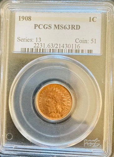 1908 Indian Cent PCGS  MS 63