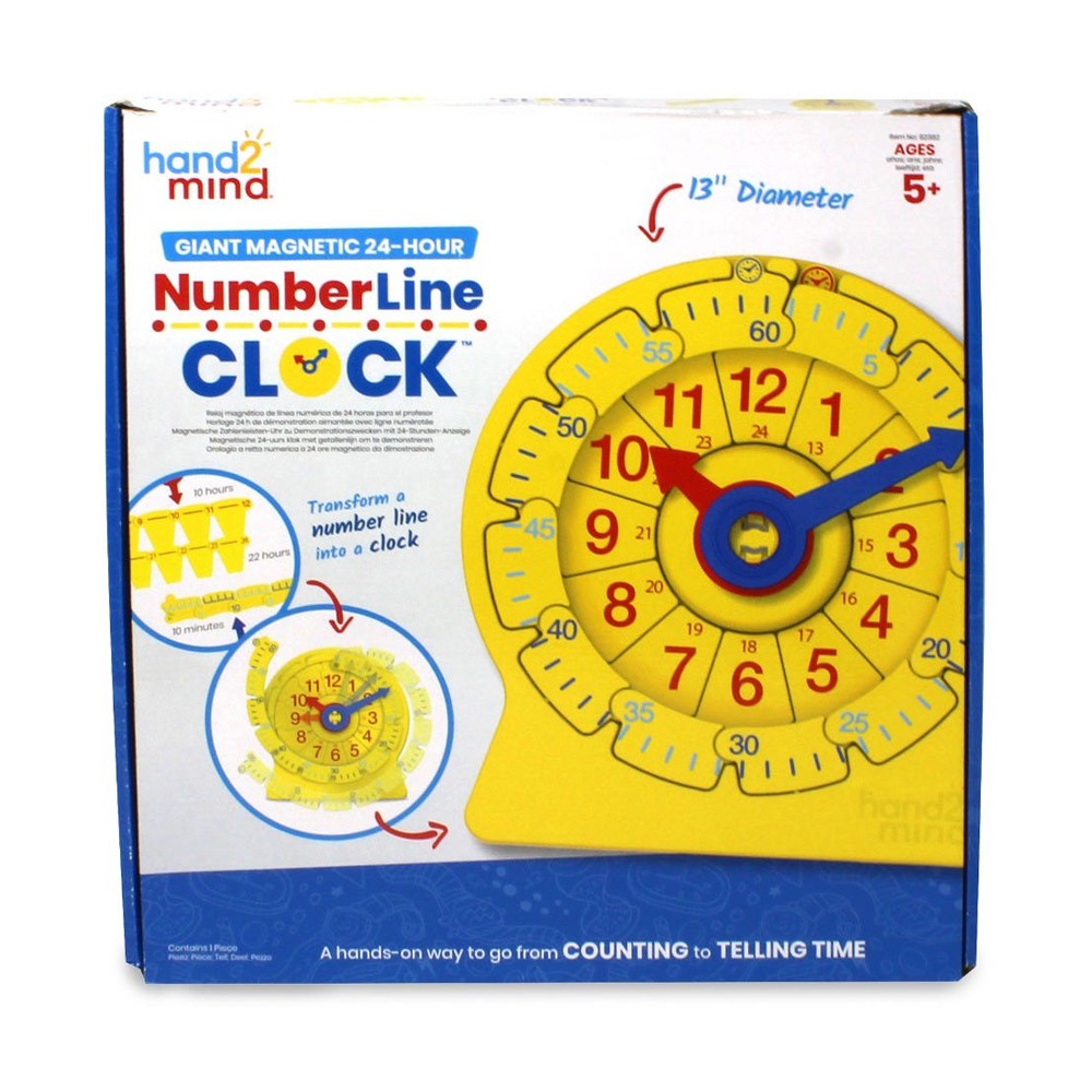 Learning Resources Hand2Mind Magnetic 24-Hour Number Line Clock Teaching Aid