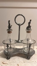 Viktorianisches englisches Cruet-Set (Menage) Essig Öl