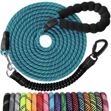 Long Dog Leash 20 FT Heavy Duty Rope Swivel Lock Hook Reflective Bungee Blue