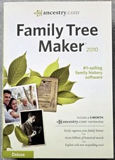 ANCESTRY Family Tree Maker 2010 Deluxe - Software Box Books Discs, PC Windows
