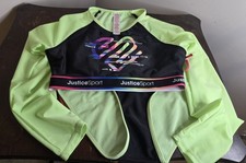 JUSTICE GIRLS LONG SKEEVE RASH GUARD 2 PC JUSTICE SPORT BIKINI UPF 50 NWT