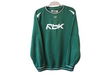 Vintage REEBOK Hockey Sweatshirt green jumper Size L crewneck big logo 00s