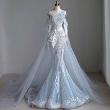 Appliques Wedding Dress Strapless Bridal Gowns Detachable Train Pearl Bride