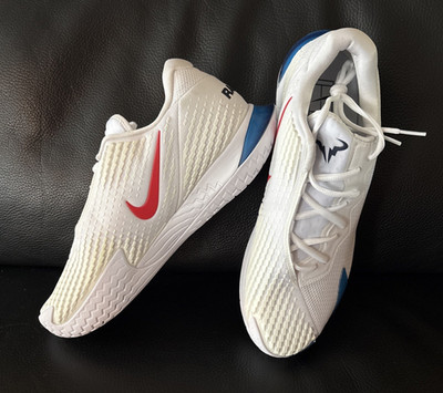 Nike Men's Zoom Vapor Cage 4 Rafa White Binary Blue Red Size 11.5 -NEW