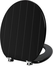 Angel Shield Antibacterial Wood Toilet Seat Adjustable - Black Tongue Groove