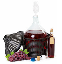 Weinballon 5L mit Korb +Gärröhrchen +Gummistopfen Glasballon Gäreimer Gärballon