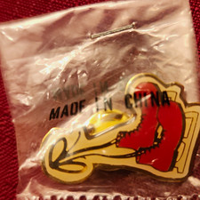 McDonald's Enamel Lapel Pin Ice Arena Red Ice Skate Boot Gold Tone 1in