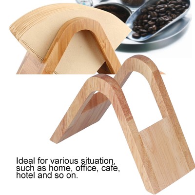 Coffee Filter Holder Bamboo Cone Coffee Filter Paper Container Rack Stand For Ho