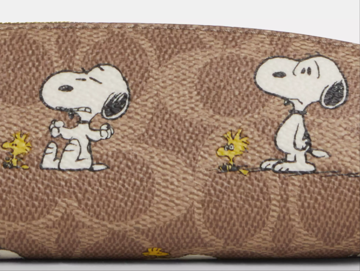 NWT Coach X Peanuts Pencil Case with Snoopy Print/ Purple color