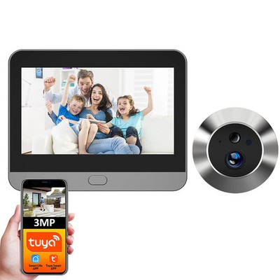 Tuya WiFi Smart Peephole Door Camera 3MP 140° Wide Angle 4.3'' LCD Viewer PIR