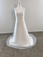 Destinations By Mon Cherri Ivory Beaded Gown W/Sweep Train & Shawl - Size 16 NWT