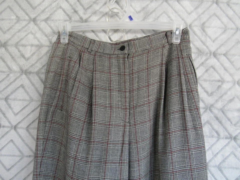 Pantalones Crazy Horse Talla 12 Negro Gris Plisados a Cuadros Botón Frontal Forrados con Cremallera  Foto 3 de 4