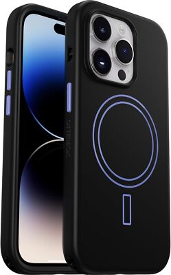 OtterBox iPhone 14 Pro Colorful Grip Case - Enchantment (Black/Purple), Magsafe