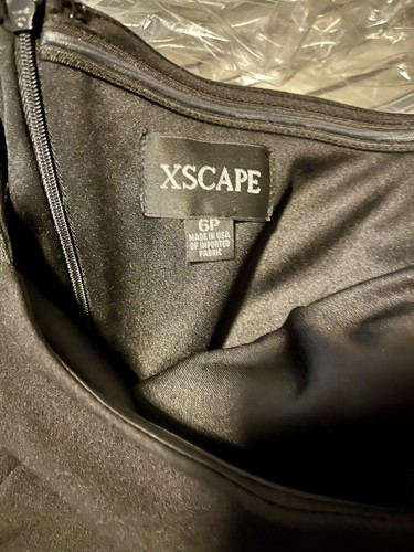 Xscape Women's Long Scuba Crepe One Shoulder Rhinestone Dress in Black 6P NWT - Picture 7 of 8