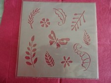 New Stencil - SPRING LEAVES BUTTERFLY 6" X 6"