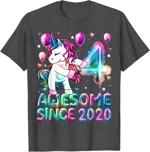 Flossing Unicorn 4 Year Old 4th Birthday Girl Unicorn Party T-Shirt Hoodie - Picture 12 of 18