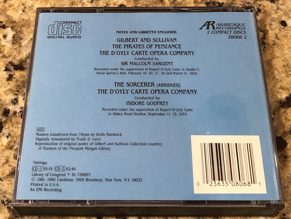 Gilbert & Sullivan: Pirates Of Penzance, the Sorcerer / D'Oyly Carte Opera 2CD. — 第 4/4 张图片