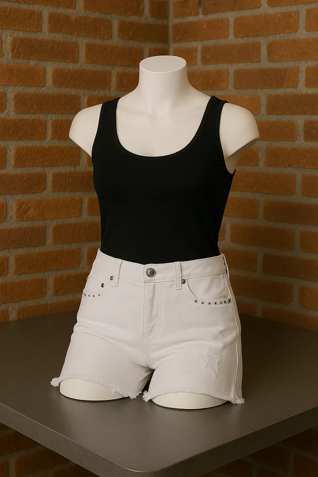 Pantalones Cortos ROCK & REPUBLIC Hula White Star Jean Distressed Talla 10 Foto 2 de 4