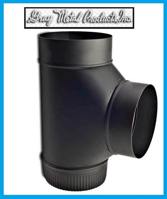 GRAY METALS 4" x 4" x 4" STOVE PIPE ASSEMBLED TEE 24 Gauge Single Wall