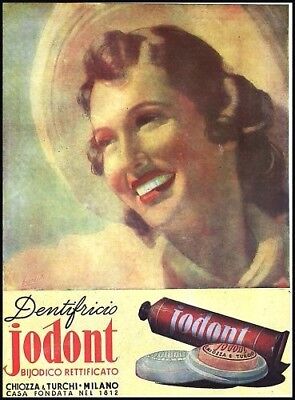 Pubblicita 1945 Jodont Chiozza Turchi Dentifricio Sorriso Dentista Boccasile Ebay