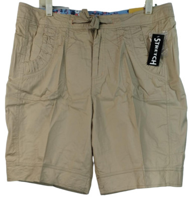 North Crest Damen Plus Dunkel Khaki Gefärbte Gesammelte Hohe Shorts - Größe 16W