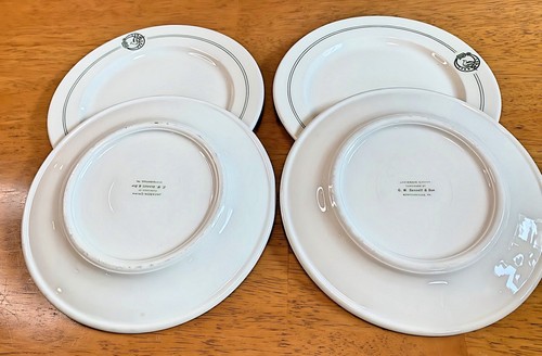 Jackson China Restaurant Ware Dinner Plate Set 4 G.W. Bennet & Son Green Stripe - Picture 2 of 5