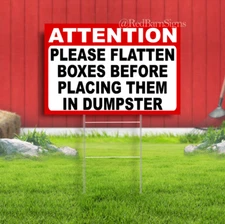 Attention Please Flatten Boxes Yard Sign
