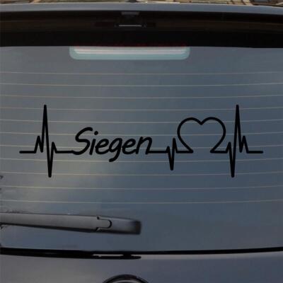 Heckscheibenaufkleber Siegen Herzschlag Puls Stadt Liebe 55x17 cm Auto Aufkleber